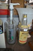 Bells Whiskey Bottle and a Giant Vodka Bottle