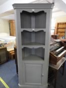 Grey Painted Pine Corner Cupboard