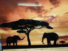 Print on Glass Wall Panel with African Elephants