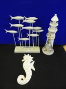 Three Bathroom Ornaments; Lighthouse, Fish, and a