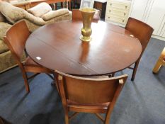Circular Oak Droop Leaf Dining Table with Four Cha