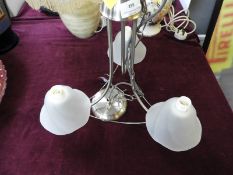 Steel & Etched Glass Light Fitting
