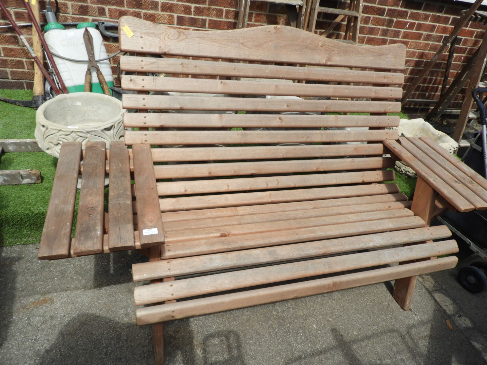 Wooden Garden Bench with Table Ends