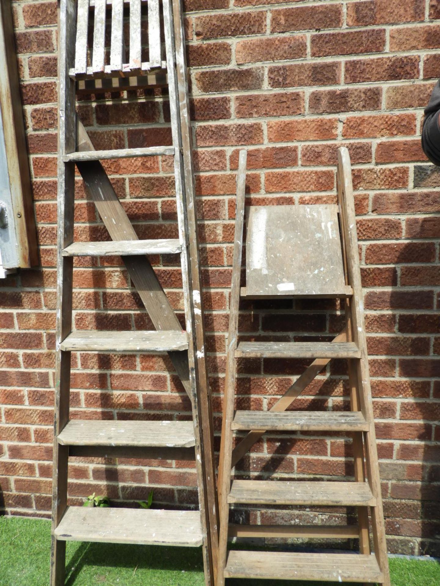 Two Vintage Wooden Step Ladders