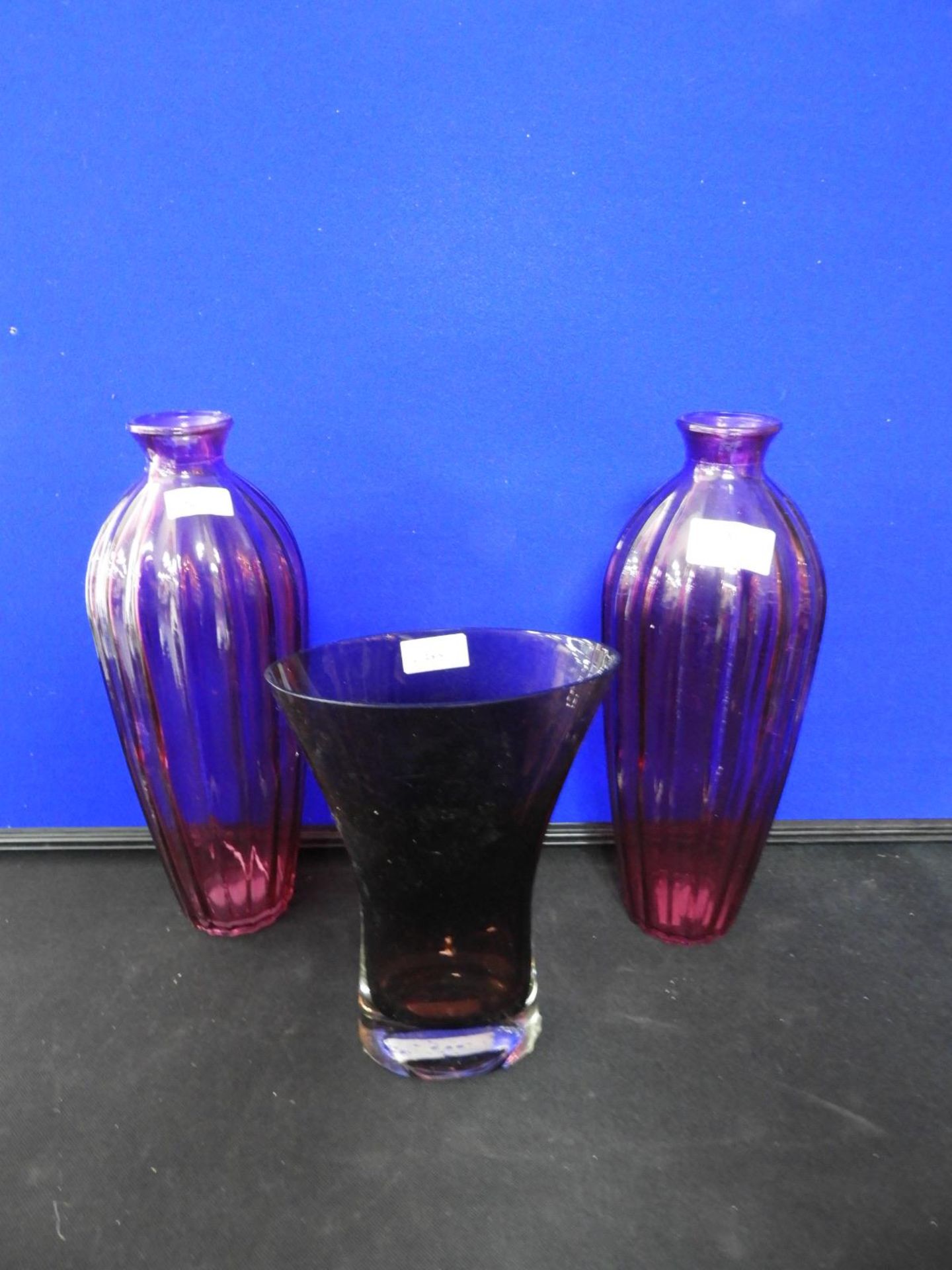 Three Coloured Glass Vases