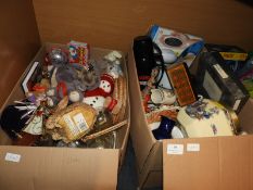 Two Boxes of Household Goods, Soft Toys, Pottery,