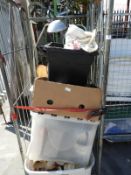 Cage Lot of Household Goods; Decorative Items, Pot
