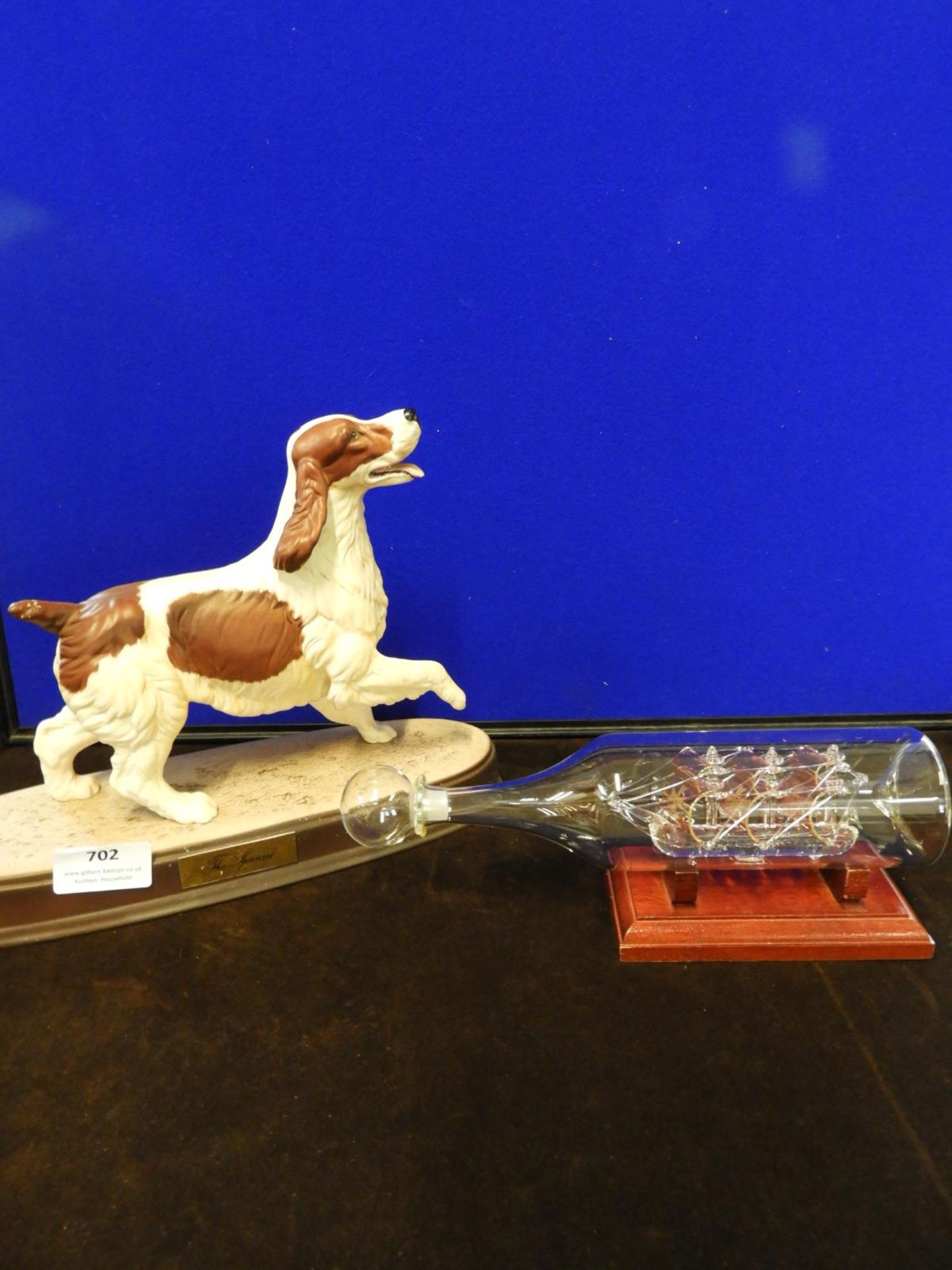 Figure of a Spaniel plus Glass Ship in Bottle