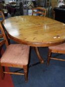 Pine Oval Extending Dining Table with Four Dining