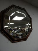 Octagonal Wooden Framed Beveled Edge Wall Mirror