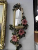 Floral Mirror Backed Wall Sconce