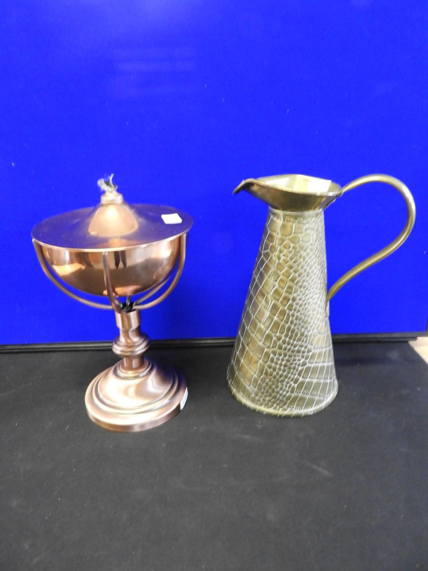 Outdoor Copper Tabletop Burner and a Brass Jug