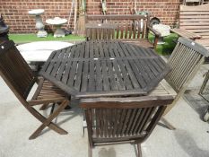 Hardwood Garden Table and Four Folding Chairs