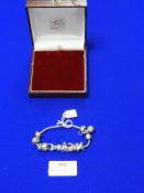 925 Sterling Silver Bracelet with 12 Charms ~37.7g