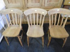 Three Beech Kitchen Chairs