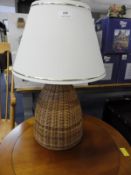 Basket Weave Table Lamp with Cream Shade