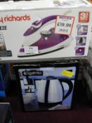 Morphy Richards Breeze Iron and a Alganto Kettle