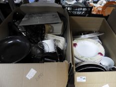 Two Boxes of Pottery and Kitchenware
