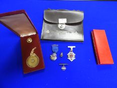 Masonic and Rotary Club Medallions, Leather Case,