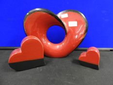 Red Pottery Heart Ornaments
