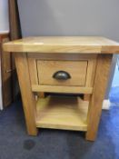Solid Oak Single Drawer Side Table