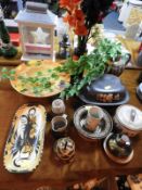 Studio Pottery Vases, Bowls, plus Artificial Flowe