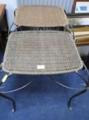 Two Metal Framed Rattan Topped Occasional Tables