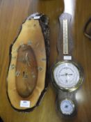 Tree Slice Wall Clock and a Barometer