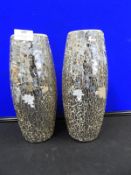 Two Mosaic Mirror Effect Vases