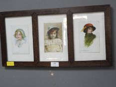 Three Framed Edwardian Postcards