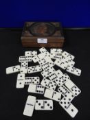 Domino Set in Carved Wooden Box