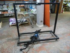 Black Metal Hanging Rail on Casters with 7 Removab