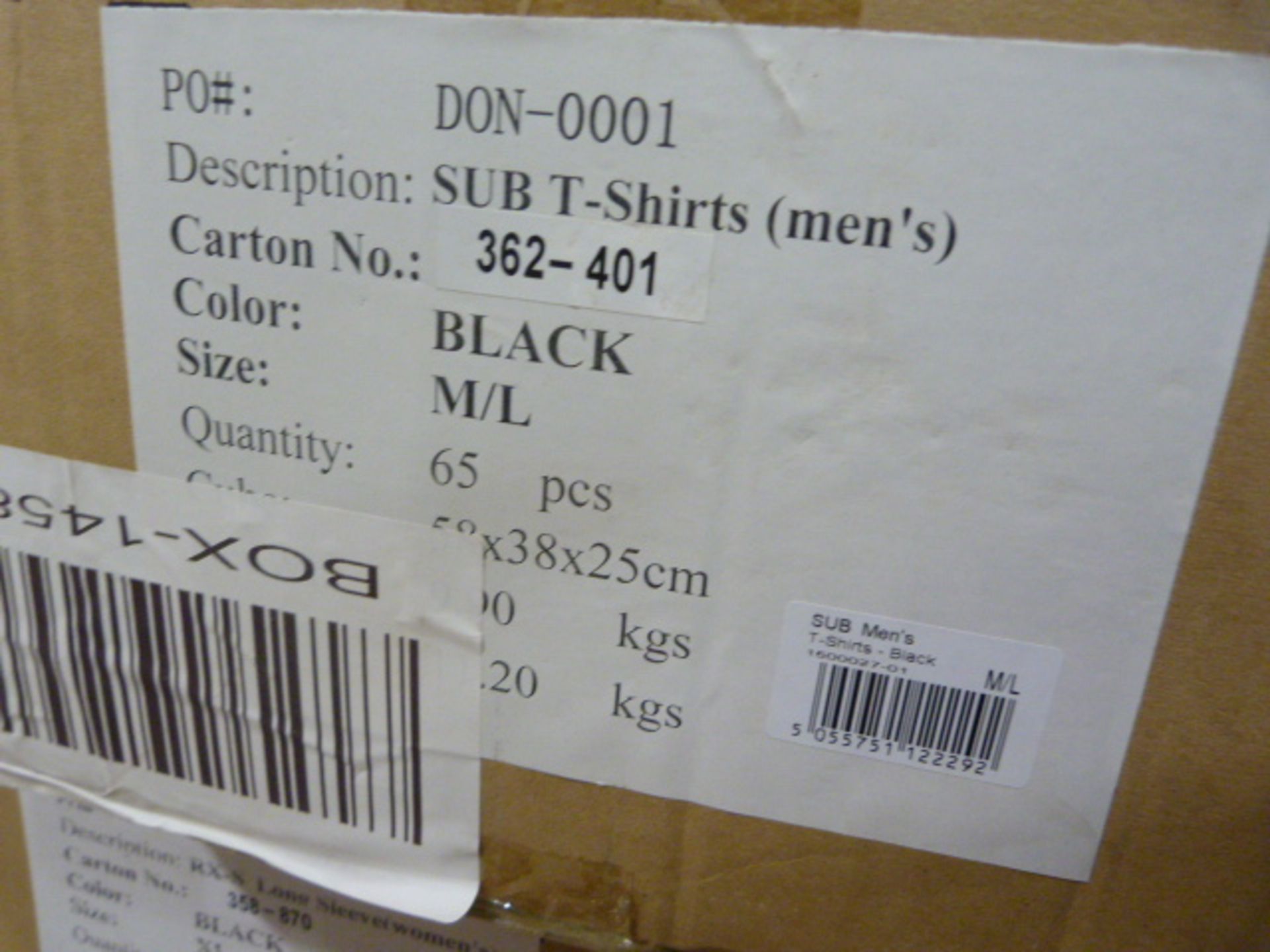 *10 Men's Sub T-Shirts in Black Size: M/L - Image 2 of 2