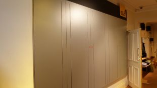 * shop fitting wall system - 5 section - with 3 x shelves, 4 x hanging rails and 5 x waterfall