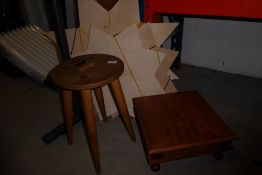 * wooden stool, low table and plywood stars