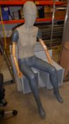 * Female seated mannequin with articulated wooden arms - very good quality