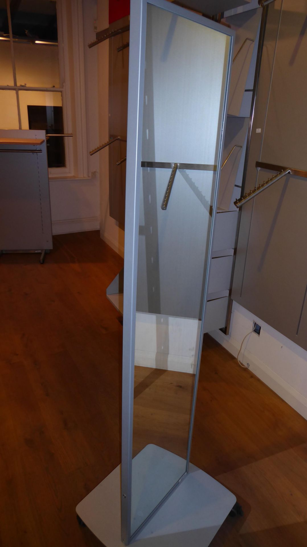 * free standing full length double sided mirror on castors. 440w x 1770h