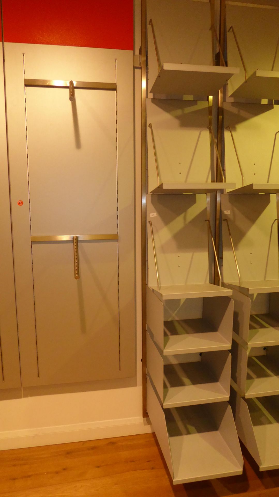 * shop fitting wall system - single - for smaller items - with 3 x pigeon hole sections, 3 x shelf