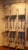 * 3 x 3 shelf display shelves ideal for bags, etc. 1320w (440w each) x 2600h