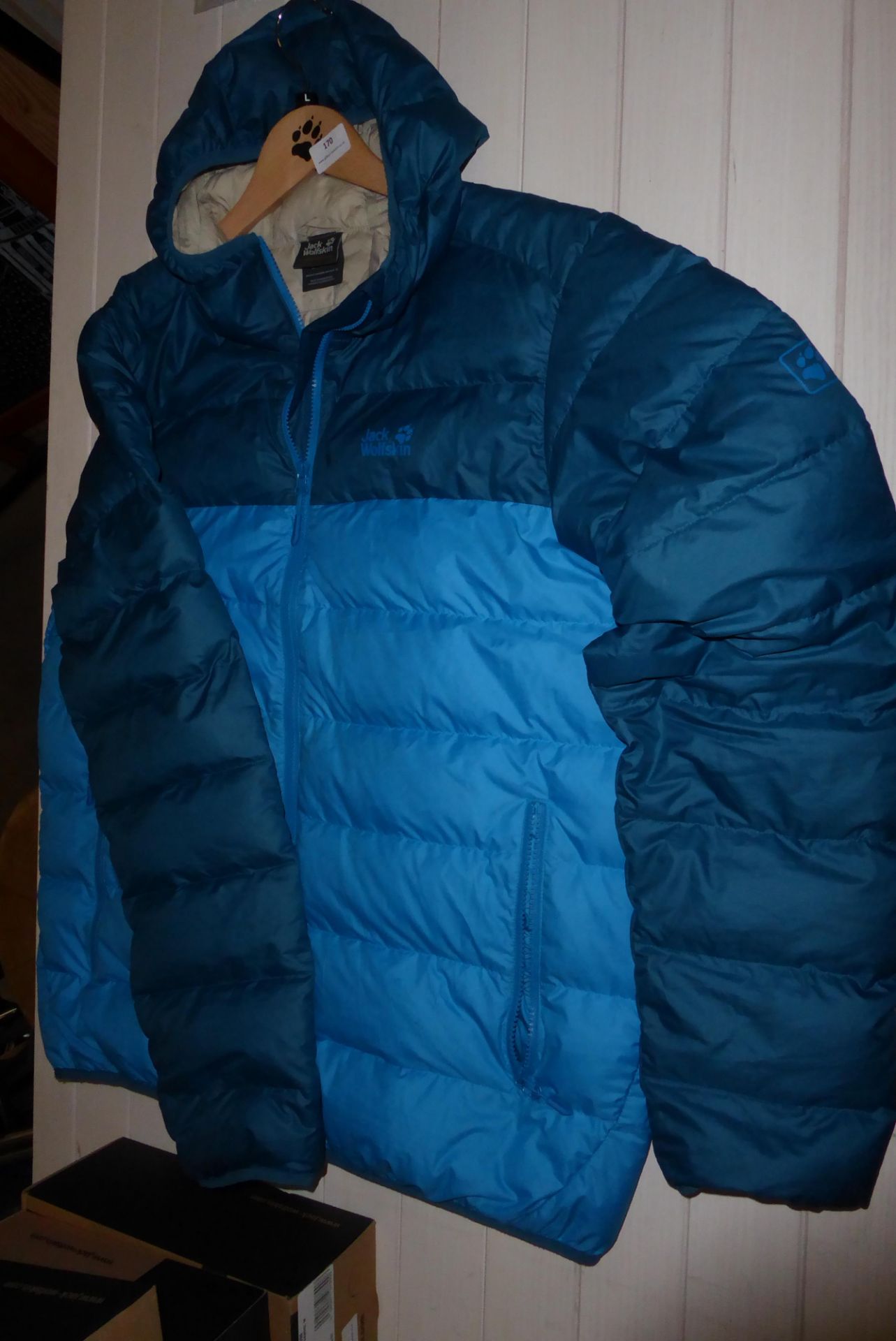 * two tone blue jack wolfskin xxl puffer jacket - returns