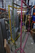 * 3 x coloured large flat pack clothes rail 1850x1860