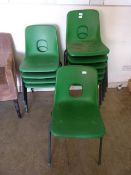 *Eleven Metal Framed Plastic Stacking Chairs