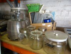 Glass Storage Jars, Plastic Bowls, and Sundries