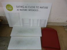 *Plastic Menu Holder, Two Chopping Boards and Four Trays