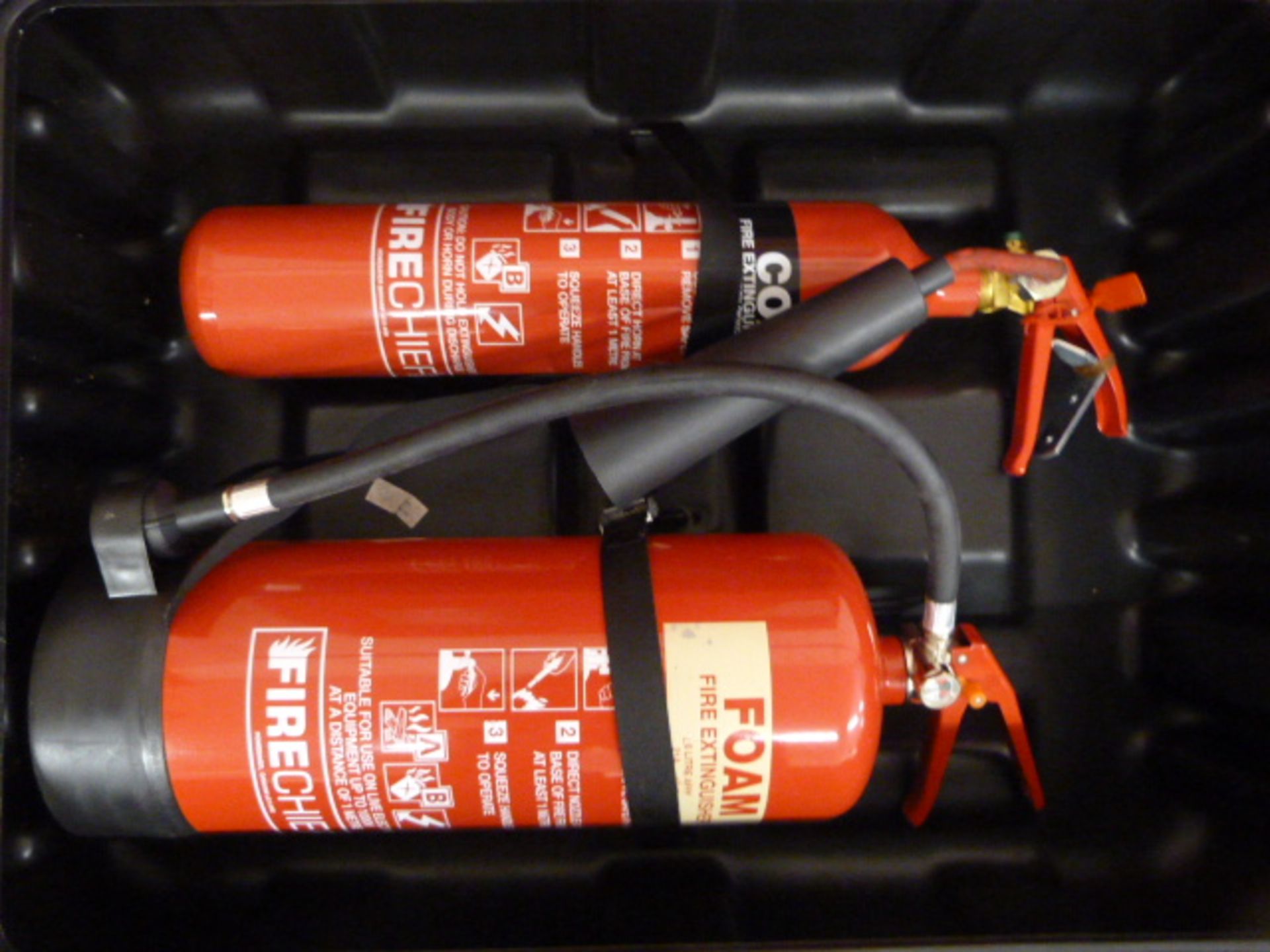 CO2 and Foam Fire Extinguishers in Case - Image 2 of 2