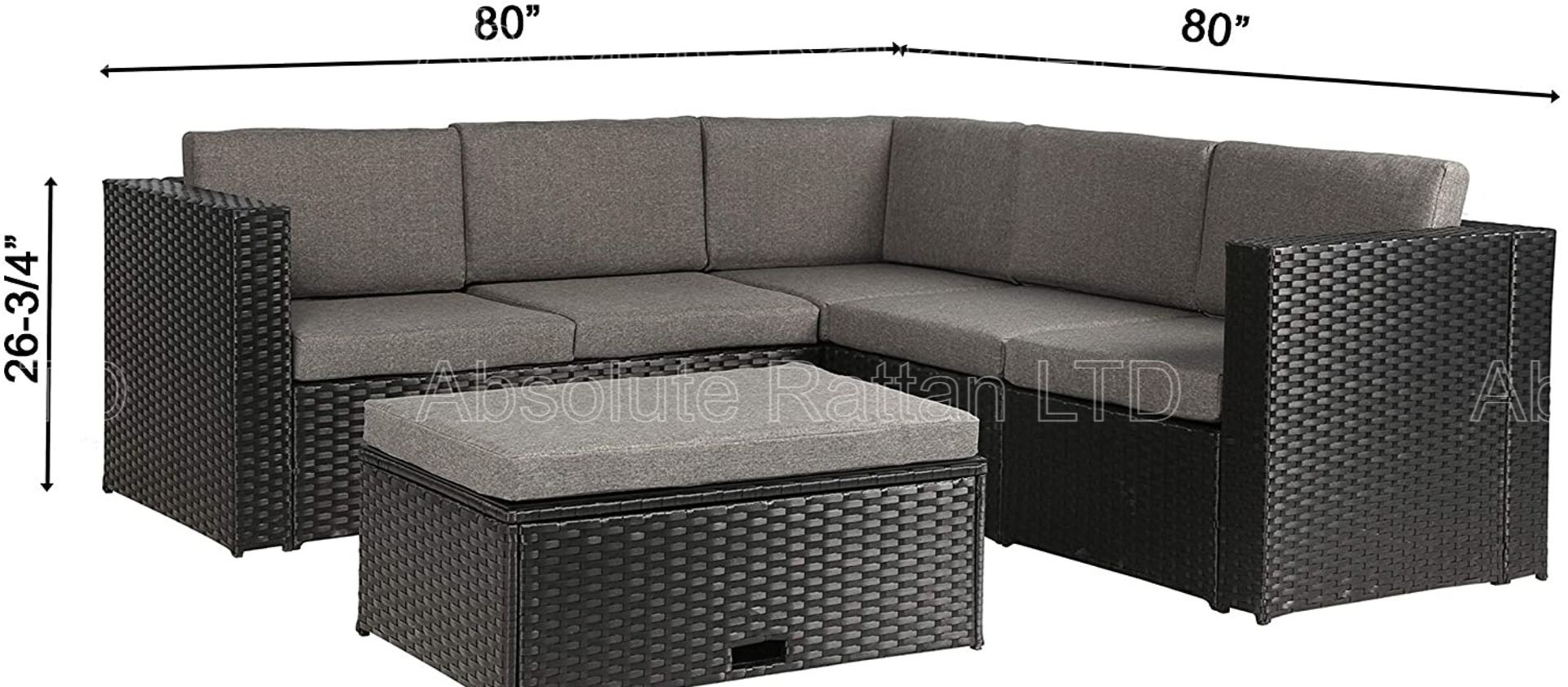 * 1 xBrand New - In Cardboard Boxes - Garden Rattan Furntiure Set. Black Wick with Grey Cushions. - Image 3 of 6