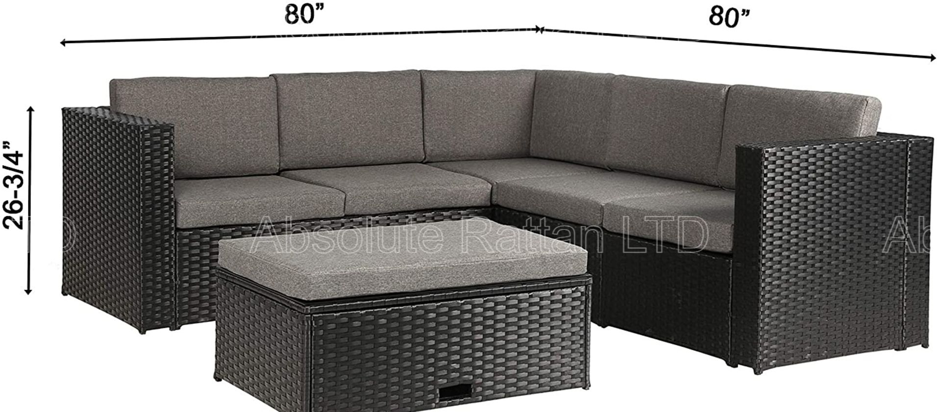 * 3 xBrand New - In Cardboard Boxes - Garden Rattan Furntiure Set. Black Wick with Grey Cushions. - Image 3 of 6