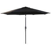 * 1x Black Middle Pole Umbrella with Parasol Base. Parasol 2.7m Diameter. Steel Frame. 180g