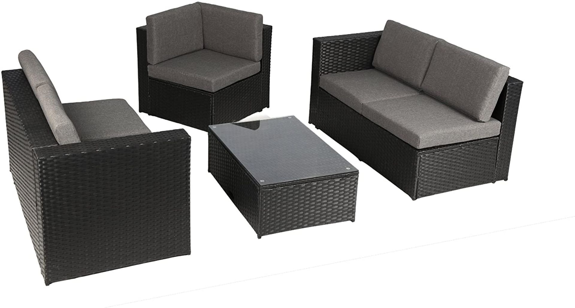 * 1 xBrand New - In Cardboard Boxes - Garden Rattan Furntiure Set. Black Wick with Grey Cushions. - Image 2 of 6