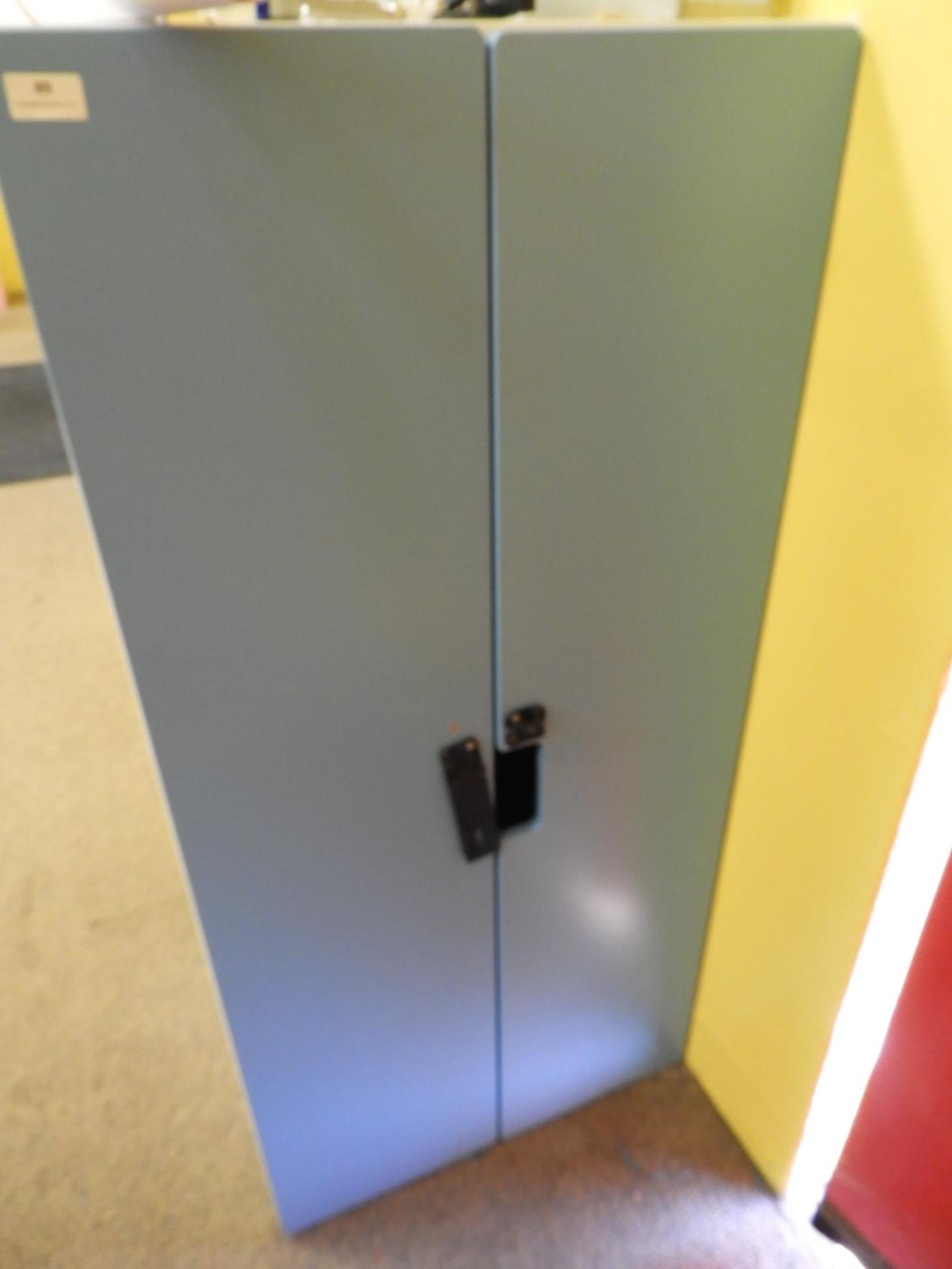 *Lockable Double Door Cabinet Enclosed by Blue Doors